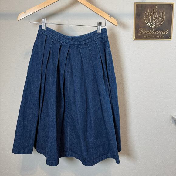 Women's West Bay Button Front Pleated Denim Blue Jean Midi Skirt Size 6 - Picture 8 of 9